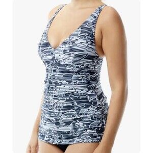 NWT TYR DuraFast Elite LUCID VNeck Sheath 1pc Swimsuit Black Gray White Size 8